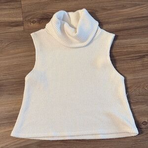 White Sweater Turtle neck Vest